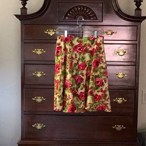 Silk, Floral, A-Line Skirt